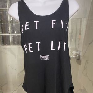 Pink tank top; get fit get lit